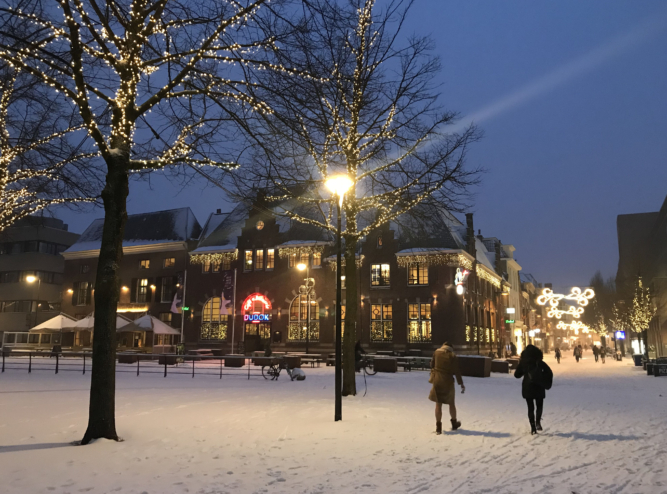 Sneeuw bij Dudok Arnhem