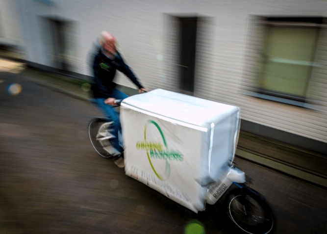 fietskoerier bezorgdienst van de Groene Rijders